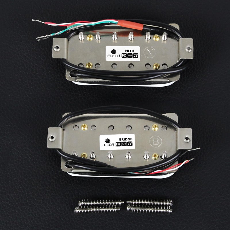 FLEOR Alnico 5 Guitar Pickup Double Coil Humbucker Pickups Neck and Bridge Set White - Image 4
